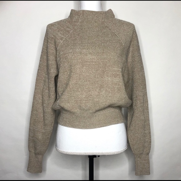 Free People Sweaters - Free People Marled Tan Mock Neck Cropped Sweater